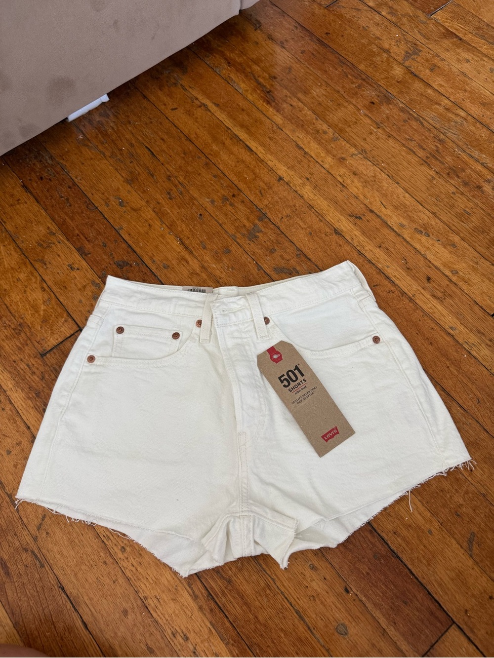 Levi's White 501 High-Rise Denim Shorts